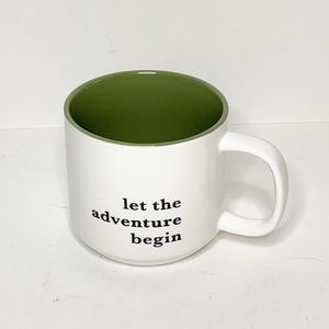 Let the Adventure Begin Stoneware White Green Mug